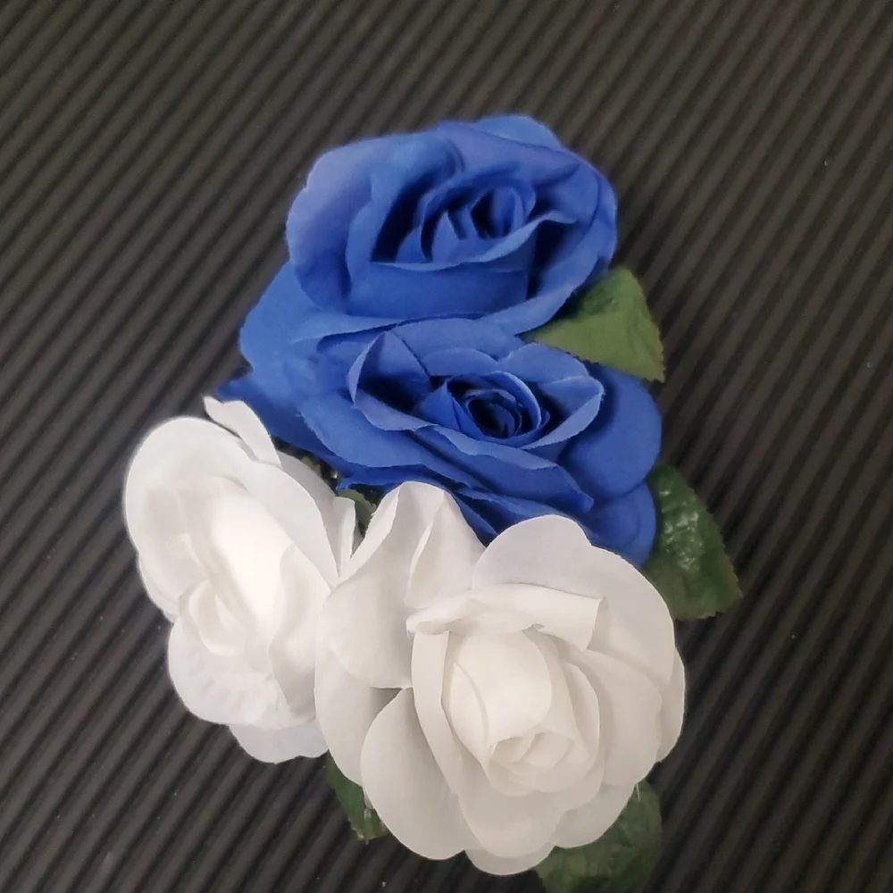 Flower Hair Piece Blue White Green